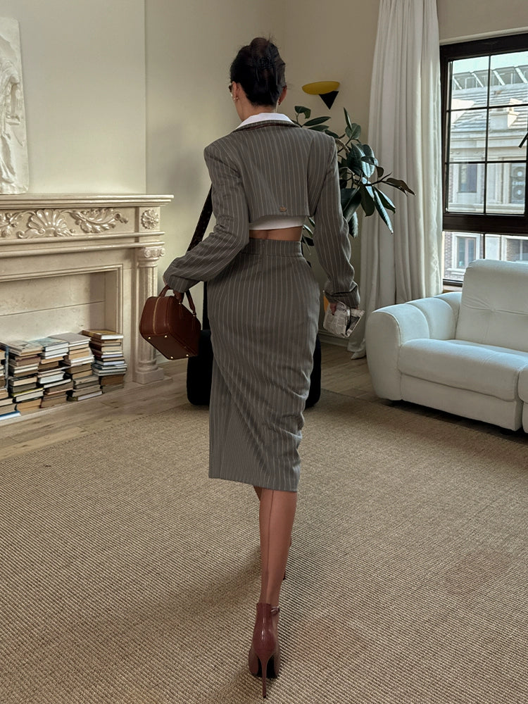 Le palais vintage style slim short jacket and hip skirt- MAY