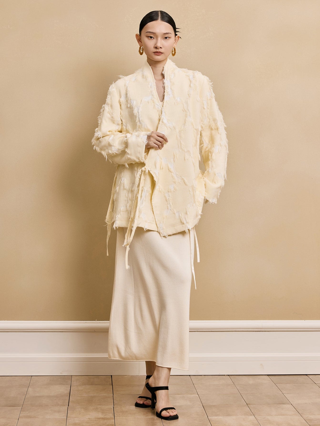 HECO soft waxy wool knitted high-elastic A-line red black creamy White SKIRT spring - THAT.