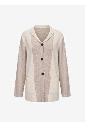ATELIER MISS LU Geometric Contrast Cashmere and Wool Blend Cardigan - CLOVE