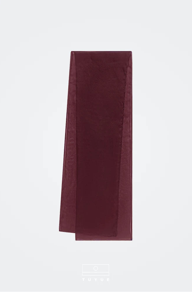 TUYUE Burgundy silk long silk scarf- BRUNO