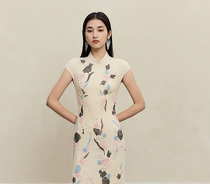 HECO Rose Bead Embroidery Slim Cheongsam Dress Women - STAGE.