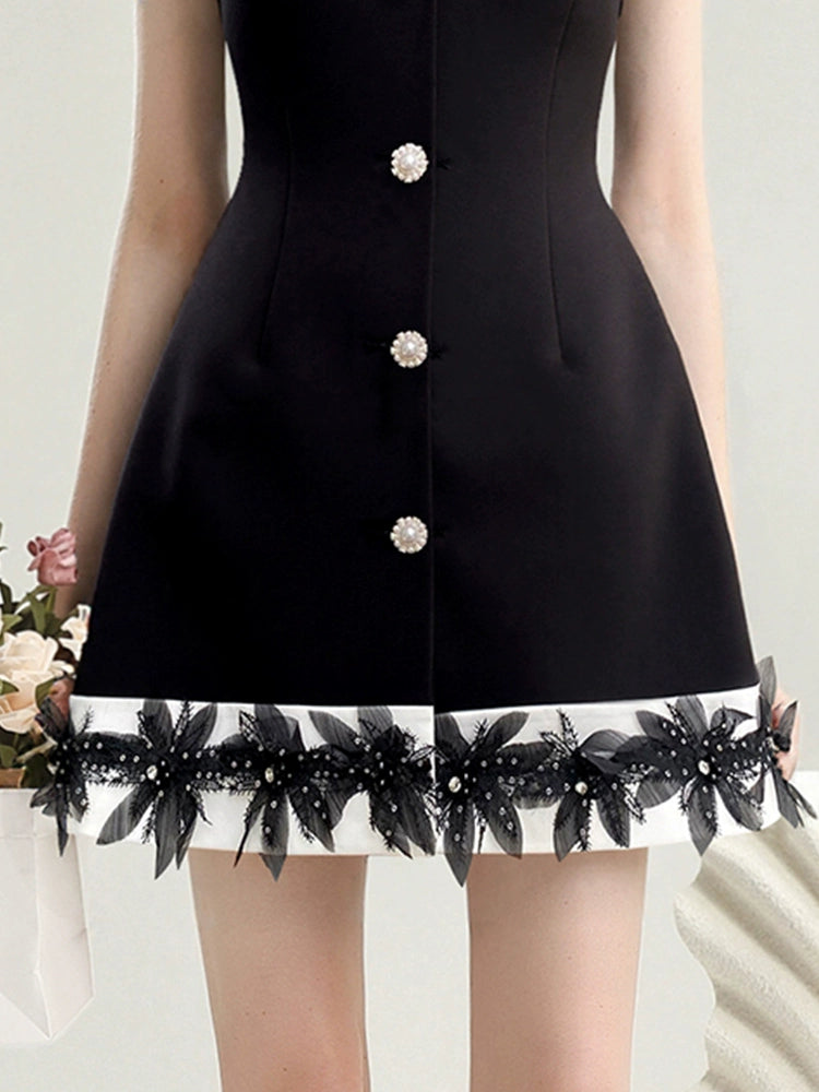 CHECOCRE Stubble black and white temperament women's suit vest dress - TEDE.