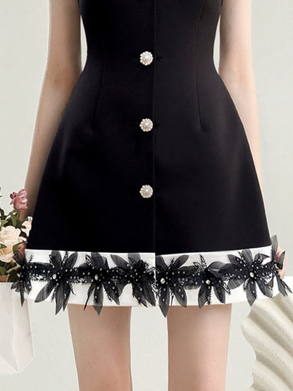 CHECOCRE Stubble black and white temperament women's suit vest dress - TEDE.
