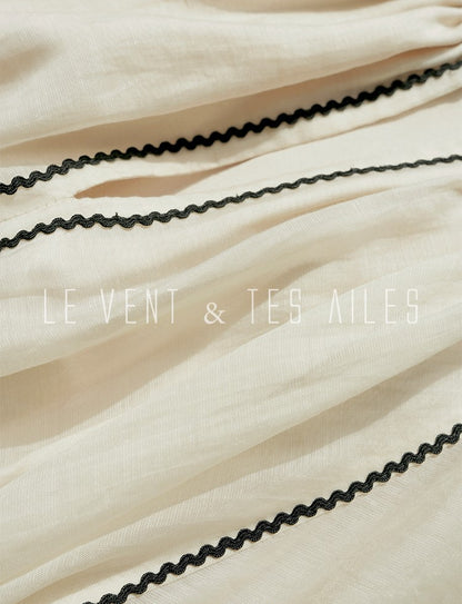 LE VENT&TES AILES retro Crystal embellished Premium Silhouette Tencel Beaded vacation Dress-YUTA