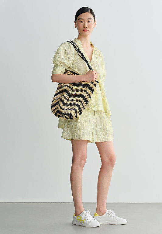 COMME MOI L summer women's yellow striped shorts - SALOME.