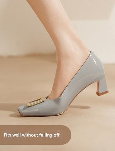 Pjjuu Nude R Square Buckle Single Shoes - NEED