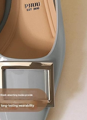 Pjjuu Nude R Square Buckle Single Shoes - NEED