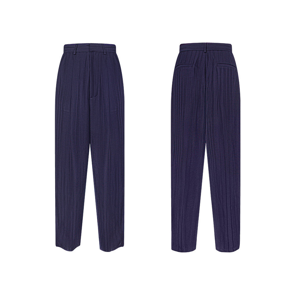 TUYUE Blue Dark Stripe Silhouette Casual Straight Pants - RICO.