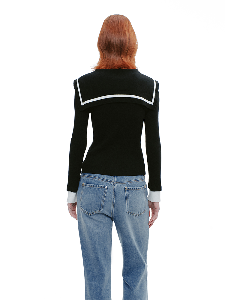 YES BY YESIR  Deconstructed sailor collar Knitted top - SAMSON.