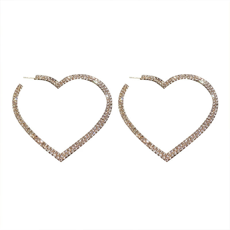 DOLLY Luxury Big Heart Full Diamond American Style Chic Earrings-LUNA