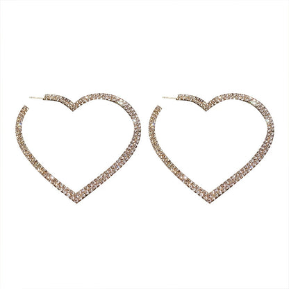 DOLLY Luxury Big Heart Full Diamond American Style Chic Earrings-LUNA