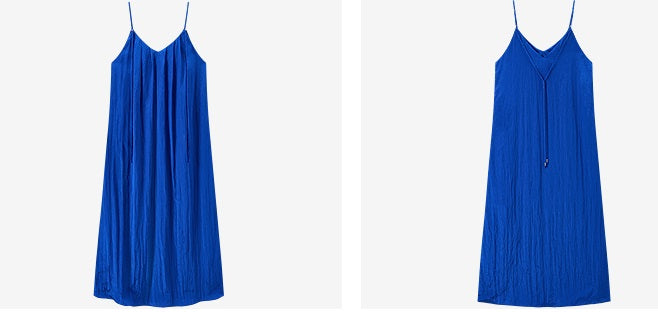 COMME MOI  summer new beach slip blue dress - PHILIP.
