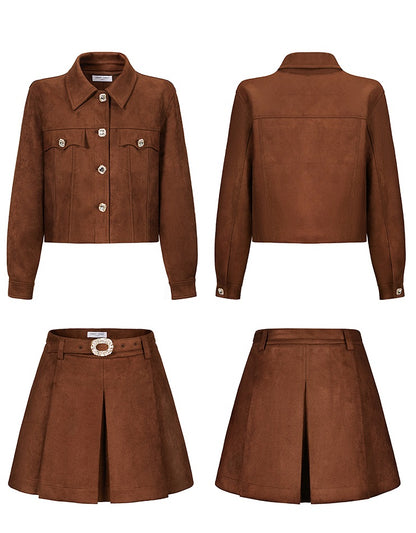 CHICHY American vintage suede pleated  Maillard complete set-EREN