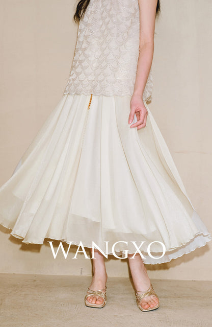 WANGXO Sequin Halterneck Top & A-Line Gauze Skirt - ZELDA.