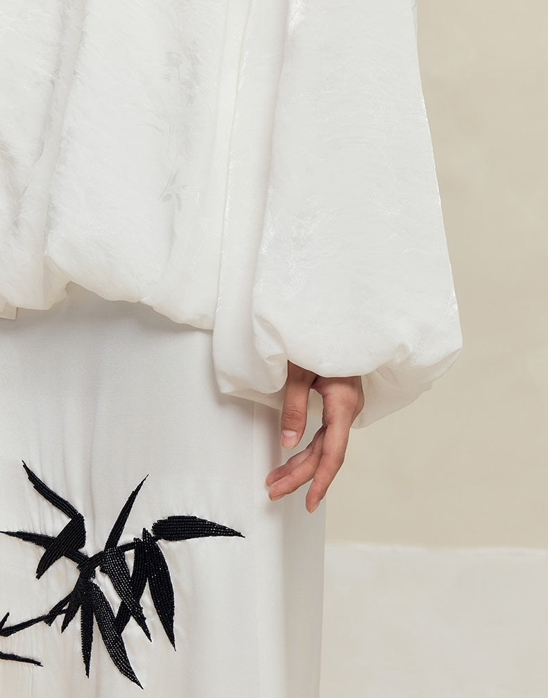 HECO Jacquard Stand-Collar Shirt Top Women - hand.