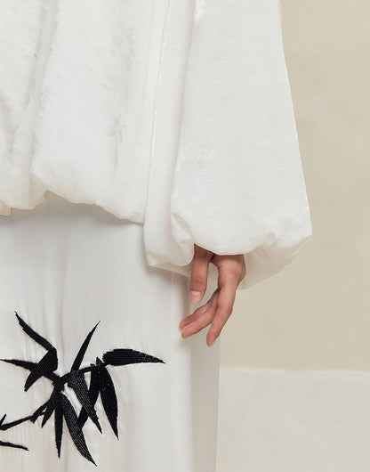 HECO Jacquard Stand-Collar Shirt Top Women - hand.