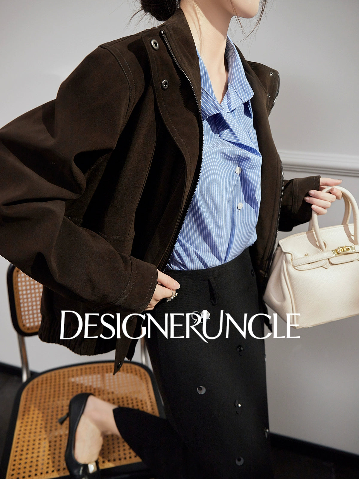 DGU|Dark Coffee Top Women's Autumn New High-end Retro Loose Slimming Versatile Casual Top - STICK ?