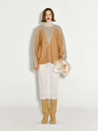 ATELIER MISS LU Fall/Winter Sheep Wool Texture Slightly Sheer Skirt - NIXIE.