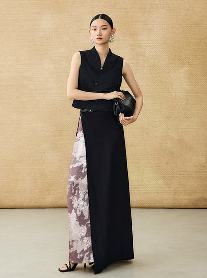 HECO Black Slit Summer High-waisted Long Skirt - MUSE.