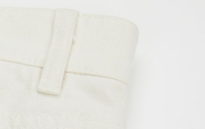 ZHUCHONGYUN  White Cotton Slacks Pockets Cocoon Pants-MIUNA.