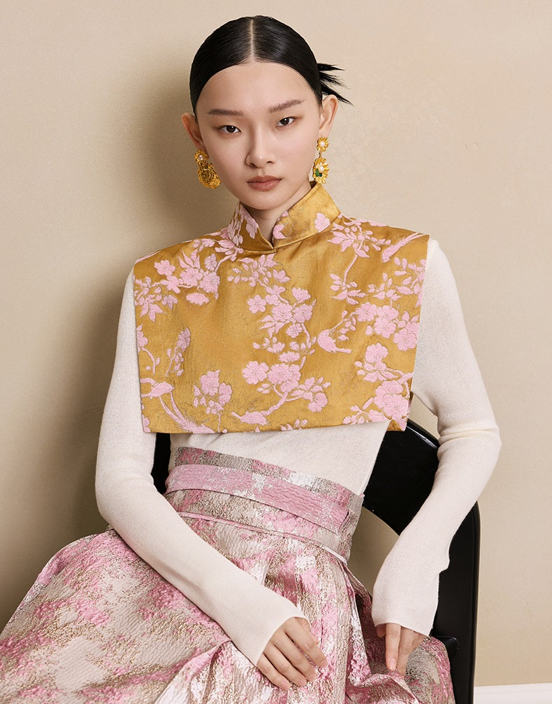 HECO red black white wool Blend twisted cut-out stand collar long-sleeved Knit- secret.