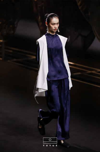 TUYUE Calligraphy Satin Weaving Straight Casual Pants - MINHO.