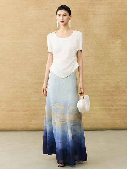 HECO Chinese Acetate Small Square Neck Short Sleeve Top- BEAK.