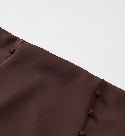 COMME MOI Summer Brown Retro High Waist Button Swim Trunks - LUNA.