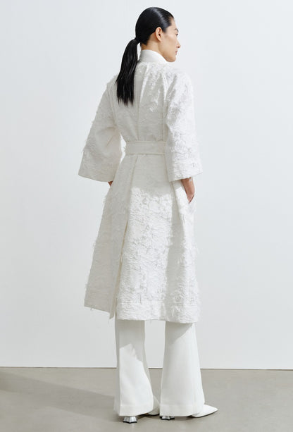 COMME MOI Lv Yan designer spring unique jacquard luxury A-type mid-sleeved trench coat - ARIA.