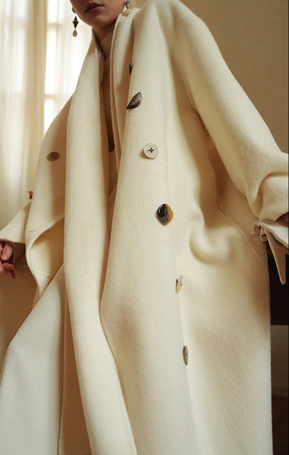 LE VENT&TES AILES Luxury winter camel hair tweed scarf jacket coat-ROSA.