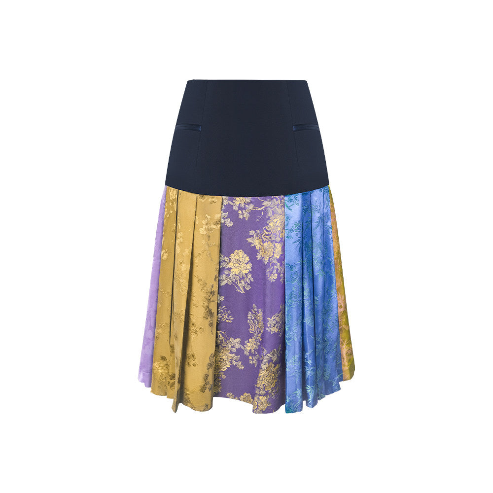 TUYUE Satin Woven Pleated A-Shaped Skirt - HARRY.