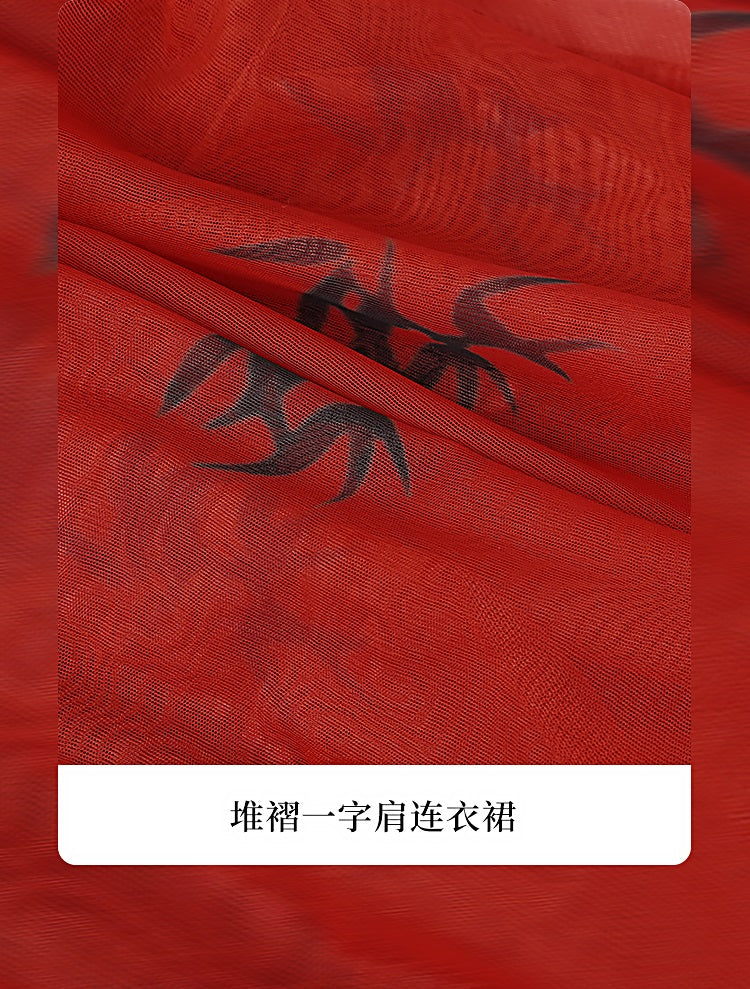 HECO Pleated One-Shoulder Bardot Temperament Midi Dress  - BELIEVE.