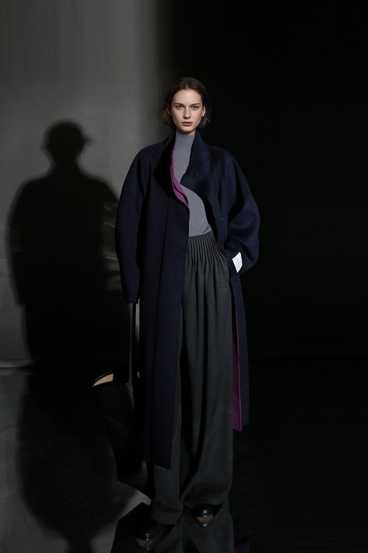 PIAOIN Women's Tweed Jacket Cashmere Long Coat-DAWN