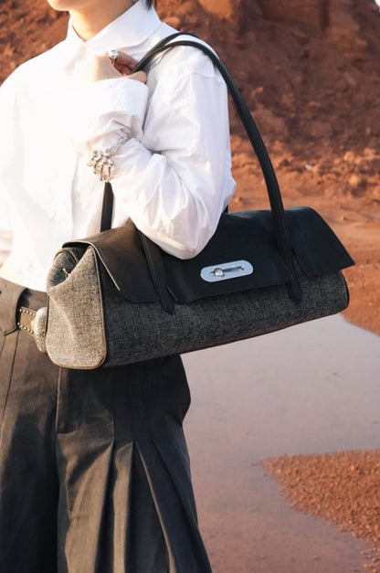 IUBALLET Tanned Leather Shoulder Barrel Bag - SPIRIT.