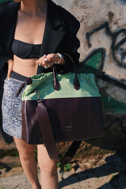 IUBALLET Elegant Large Leather Drawstring Tote Bag- LILLY.