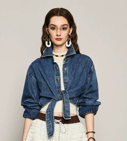 ANNASPEAK tied short cropped denim Jacket-SOTE.