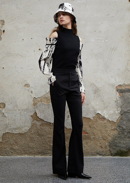 COMME MOI Lu Yan designer new women's off-the-shoulder printed sleeve shirt - DEAR .