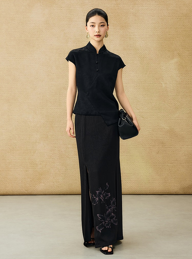 HECO summer high-waisted straight hip slit long skirt - KRISTOFF.