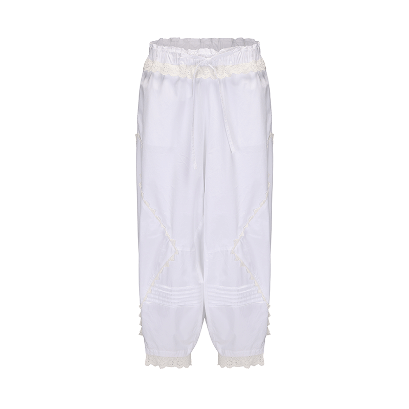 ATELIER MISS LU Lace Stitched Airy Tapered Pants - WONDER.