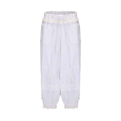 ATELIER MISS LU Lace Stitched Airy Tapered Pants - WONDER.