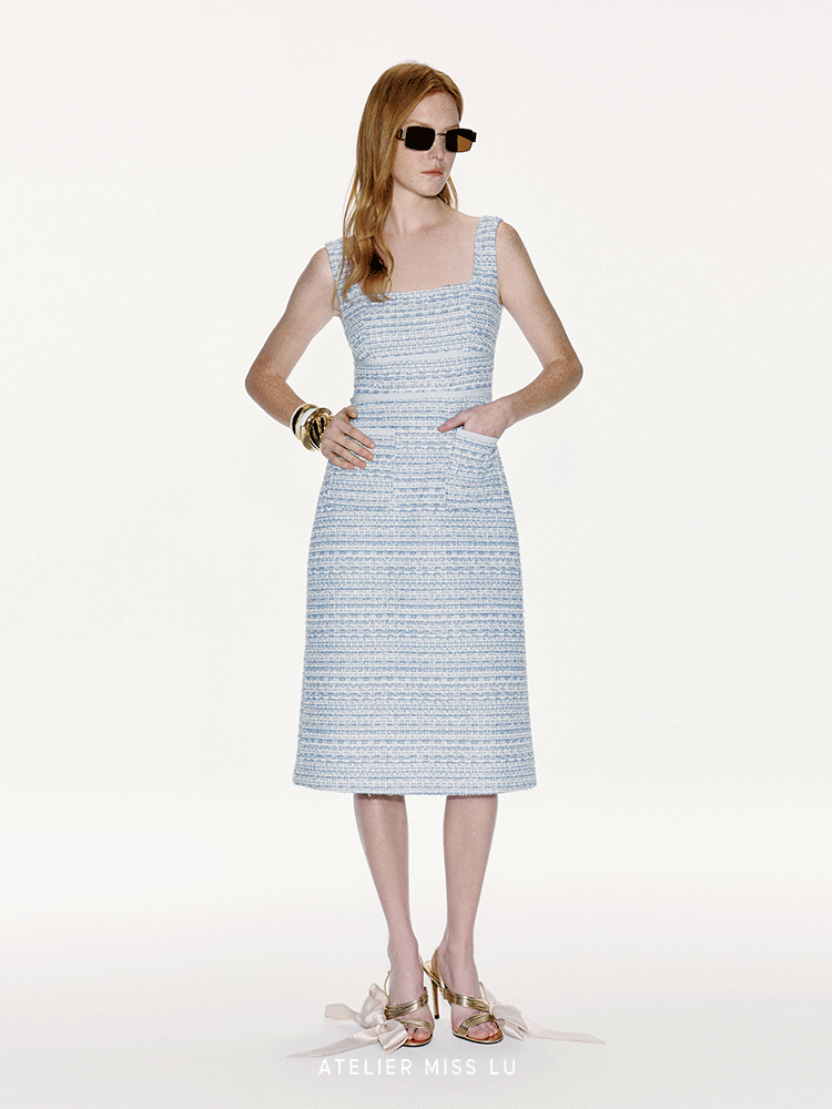 ATELIER MISS LU Splicing Small Fragrance Waist Dress - PROVE