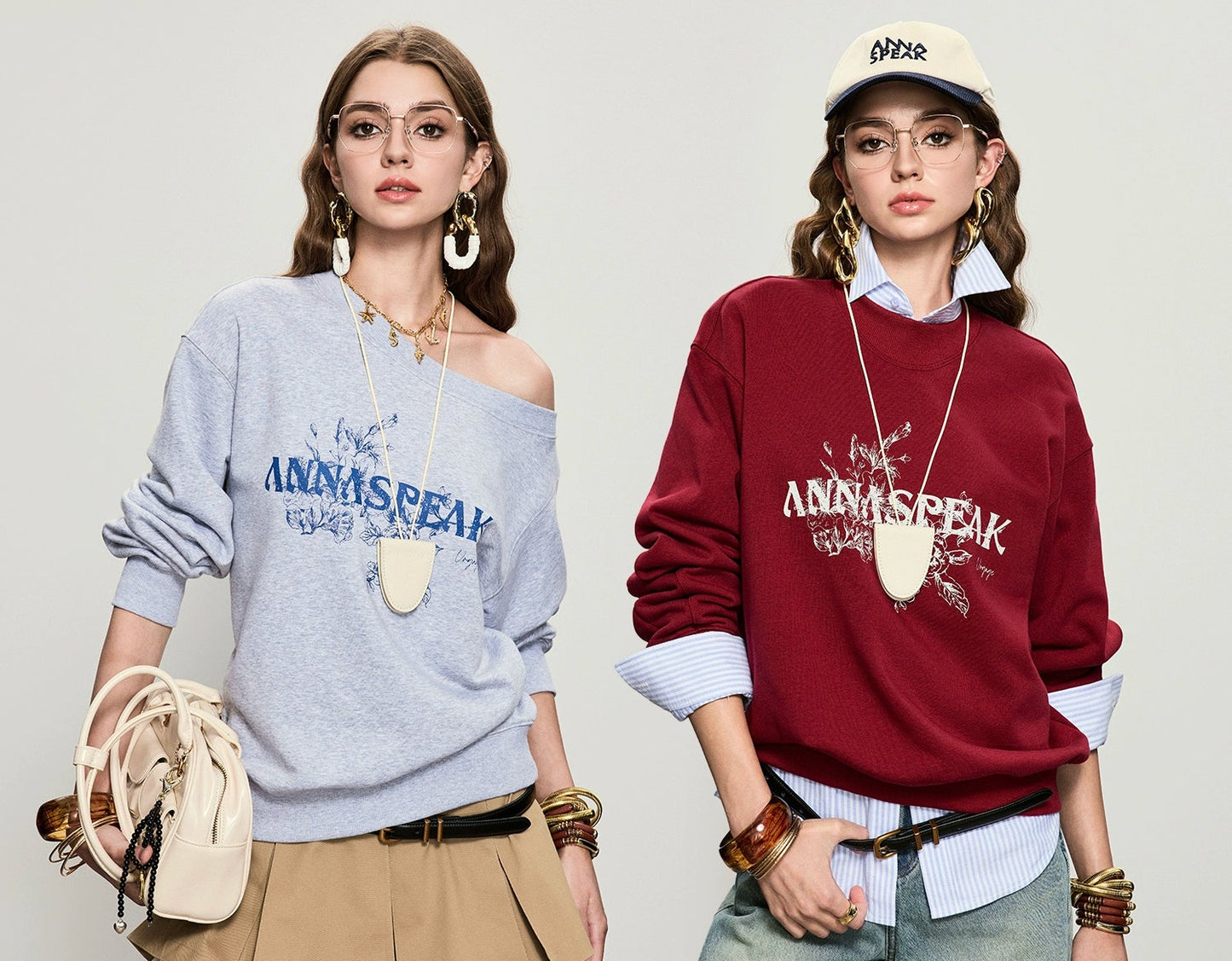 ANNASPEAK crew neck mottled distressed printed sweatshirt-PAMP.