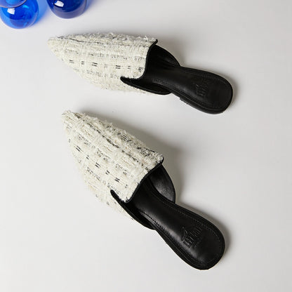 B-FEI flat European and American mules with low heel slippers-RIN.