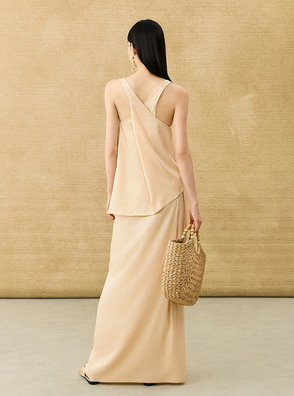 HECO Chinese Temperament Pearlescent High-Waisted High-End Texture Skirt - HELLS.