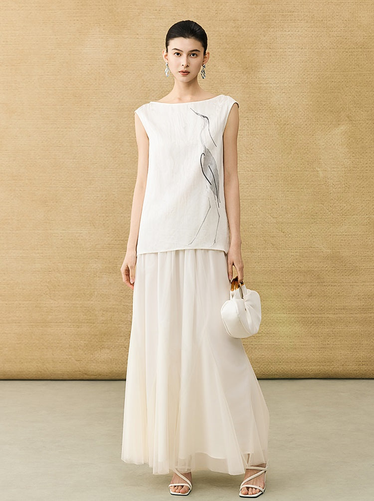 HECO Chinese style crane print top - LIVES.