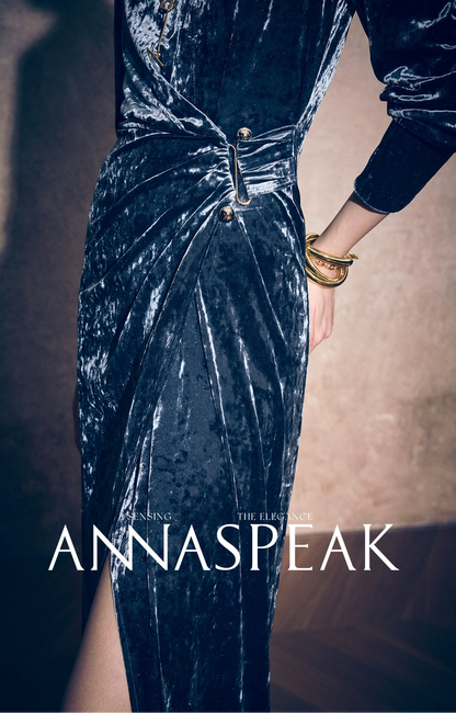 ANNASPEAK  modern elegant ice flower stretch gold diamond velvet dress-MAKS.