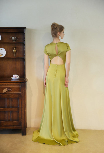 GOUDIN bridal short sleeves slim light luxury new evening dress -TIAM.
