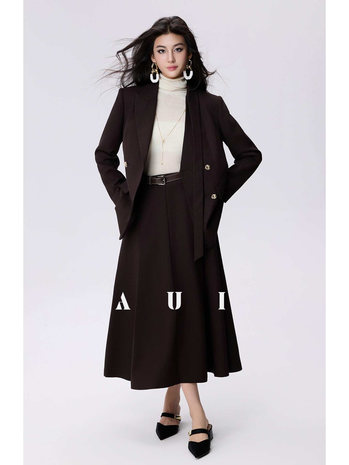 AUI  Blazer Women's New A-Line Skirt Bottom Top Three-Piece Set - Ji-Ho.