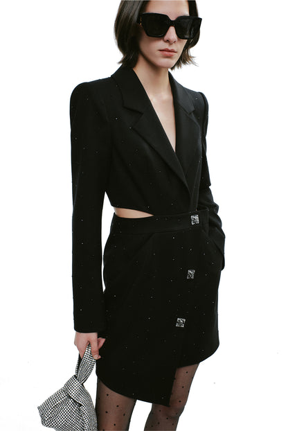 YES BY YESIR asymmetrical waistless suit dress - MENT.