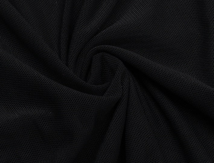 DOLLY Elegant Black Off Shoulder Short Sleeve Hollow Waist Mesh Long Dress-ALETTE